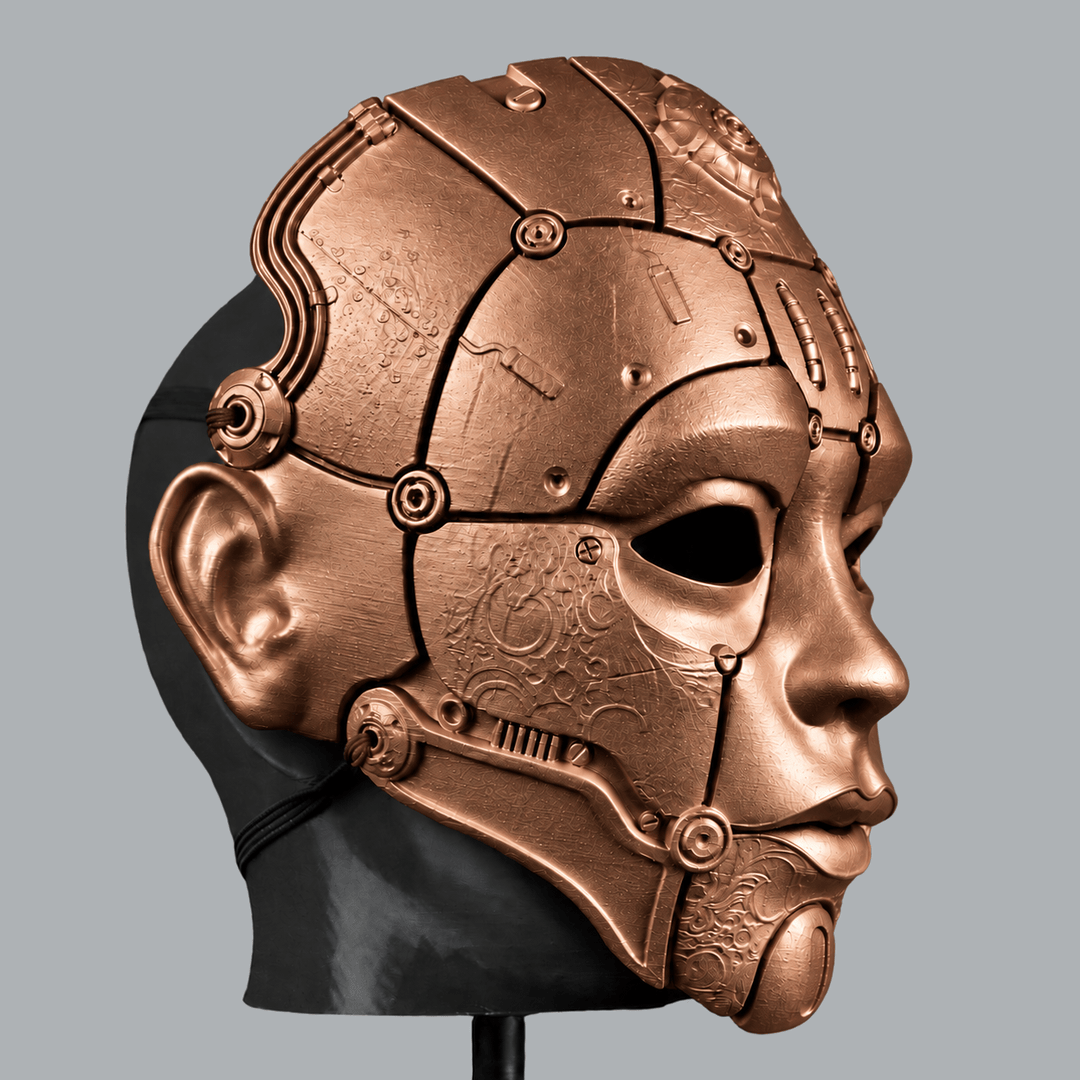 Space Armory Cyborg Humanoid Robot Mask - Copper Masks